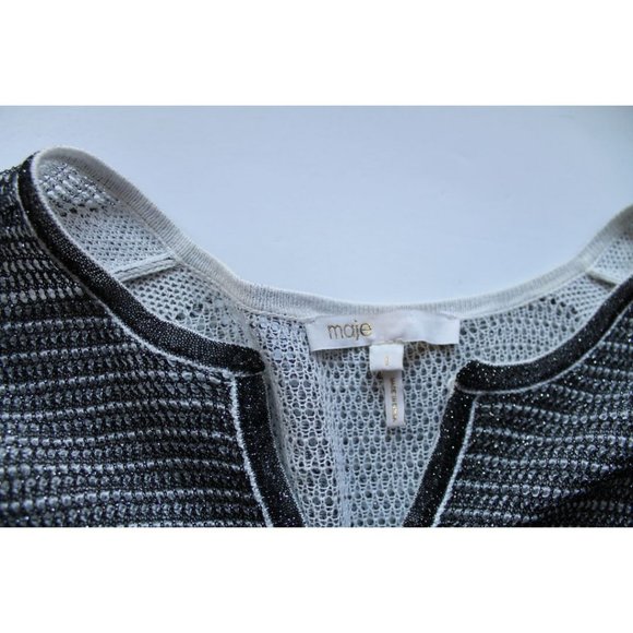 Maje Madame Fine Knit Cardigan Metallic Silver Size 1/ Small - Picture 5 of 10